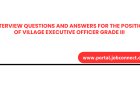 INTERVIEW QUESTIONS AND ANSWERS FOR THE POSITION OF VILLAGE EXECUTIVE OFFICER GRADE III IN TANZANIA